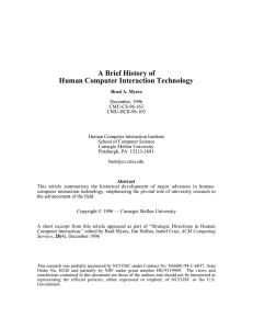 A Brief History of Human Computer Interaction Technology