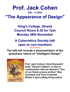 Prof. Jack Cohen  &#34;The Appearance of Design&#34;