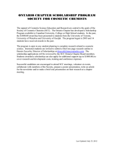 ONTARIO CHAPTER SCHOLARSHIP PROGRAM SOCIETY FOR COSMETIC CHEMISTS