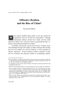 Offensive Realism and the Rise of China* Y -