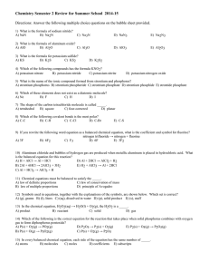 Chemistry Semester 2 Review for Summer School  2014-15