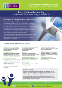 Career Development Centre Energy Systems Engineering Professional Experience Programme (PEP)