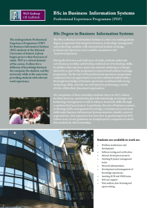BSc in Business  Information Systems Professional Experience Programme (PEP)