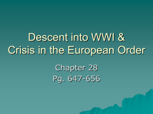 Descent into WWI &amp; Crisis in the European Order Chapter 28 Pg. 647-656