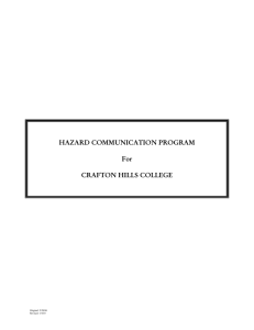 HAZARD COMMUNICATION PROGRAM For CRAFTON HILLS COLLEGE