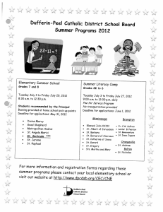 bufferin-Peel Catholic bistrict School Board Summer Programs 2012 A Elementary Summer School