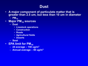 Dust A major component of particulate matter that is Major PM