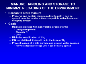 MANURE HANDLING AND STORAGE TO MINIMIZE N LOADING OF THE ENVIRONMENT Goals