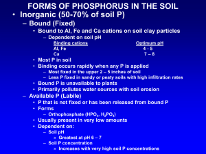 FORMS OF PHOSPHORUS IN THE SOIL Inorganic (50-70% of soil P)