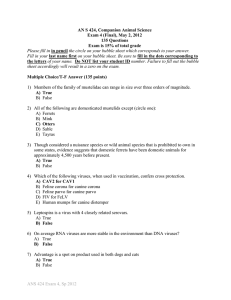 AN S 424, Companion Animal Science 135 Questions