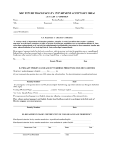 NON TENURE TRACK FACULTY EMPLOYMENT ACCEPTANCE FORM