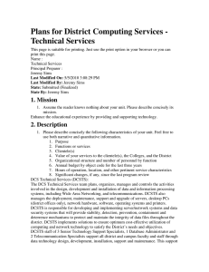 Plans for District Computing Services - Technical Services