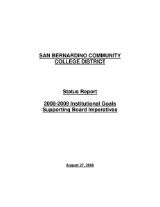 SAN BERNARDINO COMMUNITY COLLEGE DISTRICT  Status Report