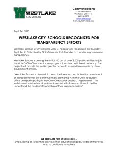 WESTLAKE CITY SCHOOLS RECOGNIZED FOR TRANSPARENCY EFFORTS Communications
