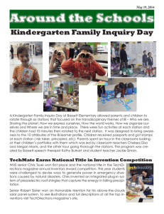 Around the Schools Kindergarten Family Inquiry Day