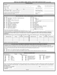 SPECIAL OLYMPICS OHIO APPLICATION FOR PARTICIPATION DEMOGRAPHICS _____/_____/_____