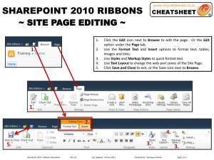 SHAREPOINT 2010 RIBBONS ~ SITE PAGE EDITING ~ 1. 2.