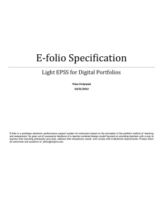 E-folio Specification Light EPSS for Digital Portfolios  Yitna Firdyiwek