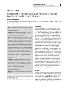 Management of neonatal abstinence syndrome in neonatal ORIGINAL ARTICLE