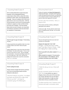 Launching Grade 2 Lesson 8 We’ve already talked about proper discussion