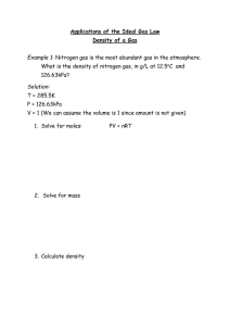 Applications of the Ideal Gas Law Density of a Gas