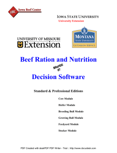 Beef Ration and Nutrition  Decision Software I