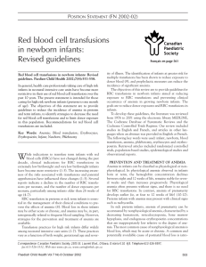 Red blood cell transfusions in newborn infants: Revised guidelines P