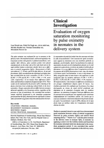 Clinical Investigation Evaluation of oxygen saturation monitoring