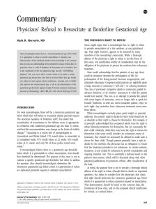 Commentary Physicians’ Refusal to Resuscitate at Borderline Gestational Age