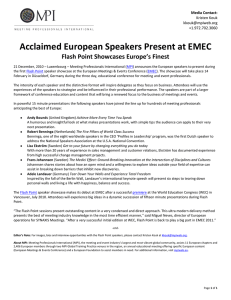 Acclaimed European Speakers Present at EMEC Flash Point Showcases Europe’s Finest