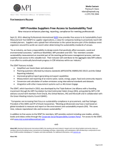MPI Provides Suppliers Free Access to Sustainability Tool F I R
