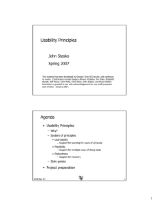 Usability Principles John Stasko Spring 2007