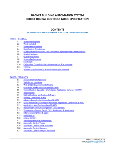 BACNET BUILDING AUTOMATION SYSTEM DIRECT DIGITAL CONTROLS GUIDE SPECIFICATION CONTENTS