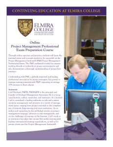 CONTINUING EDUCATION AT ELMIRA COLLEGE Online Project Management Professional Exam Preparation Course