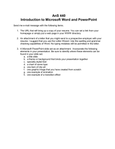 AnS 440 Introduction to Microsoft Word and PowerPoint