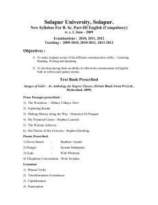 Solapur University, Solapur. Objectives : w. e. f. June - 2009
