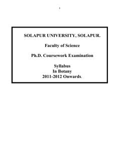 SOLAPUR UNIVERSITY, SOLAPUR. Faculty of Science Ph.D. Coursework Examination