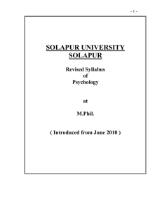 SOLAPUR UNIVERSITY SOLAPUR Revised Syllabus