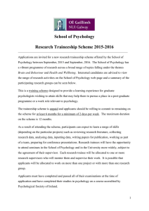 School of Psychology Research Traineeship Scheme 2015-2016
