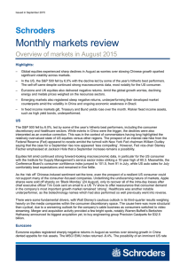 Monthly markets review Schroders Overview of markets in August 2015