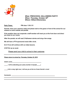 What: PRESCHOOL HALLOWEEN PARTY! When: Thursday, October 29 Where: Hilliard Elementary