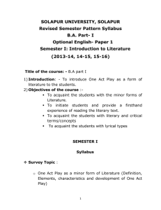 SOLAPUR UNIVERSITY, SOLAPUR Revised Semester Pattern Syllabus B.A. Part- I