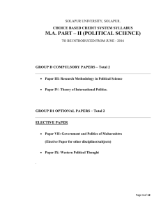 M.A. PART – II (POLITICAL SCIENCE) CHOICE BASED CREDIT SYSTEM SYLLABUS
