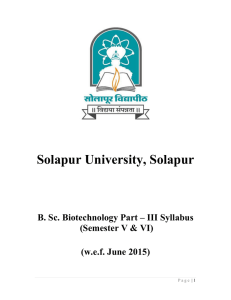 Solapur University, Solapur B. Sc. Biotechnology Part – III Syllabus