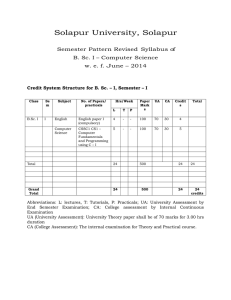 Solapur University, Solapur  Semester Pattern Revised  Syllabus of