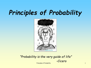 Principles of Probability “Probability is the very guide of life” -Cicero 1