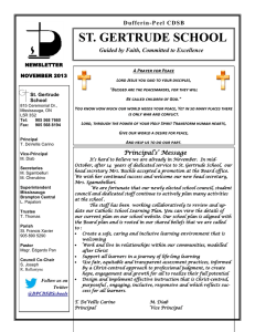 ST. GERTRUDE SCHOOL Guided by Faith, Committed to Excellence NEWSLETTER