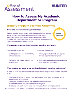 How to Assess My Academic Department or Program Identify Program Learning Outcomes