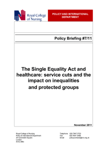 The Single Equality Act and healthcare: service cuts and the