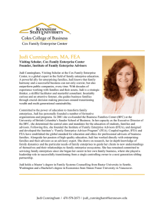 Judi Cunningham, MA, FEA   Visiting Scholar, Cox Family Enterprise Center